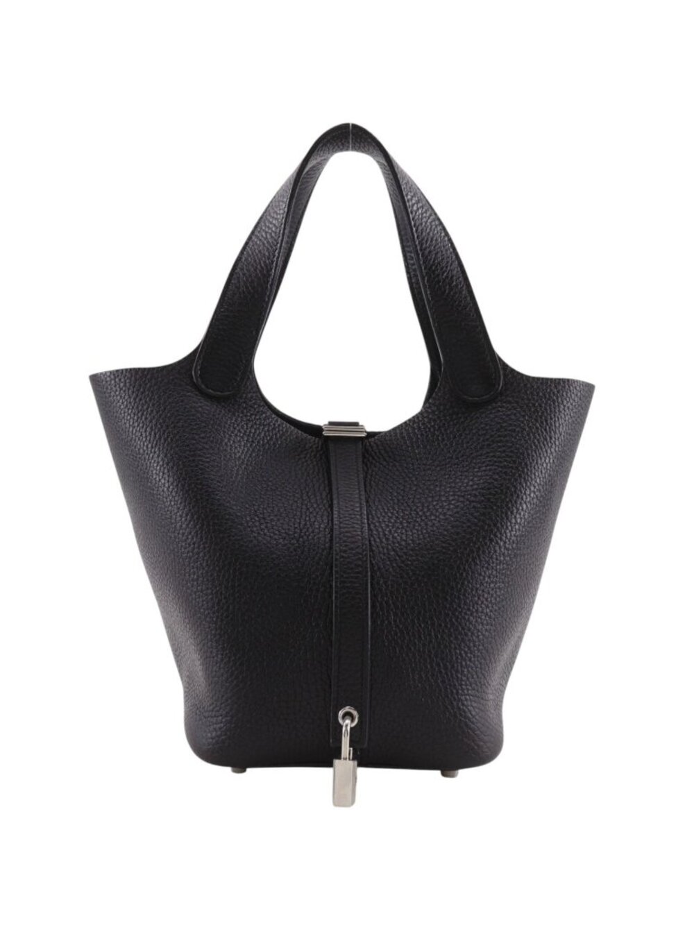 Hermes Picotin Lock 18 PM Taurillon Clemence Black Silver C Handbag